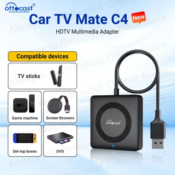 d25a005bd351c0d9 OTTOCAST Car TV Mate Max C4 for HDMI Multimedia Adapter Wireless CarPlay Android Auto Box Video Converter for TV Sticks