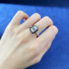 S Sterling Sier Light Style Fashion White Diamond Black Edge Cut Boutique Party Jewelry Ring Versatile