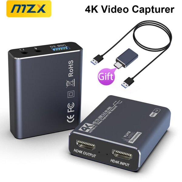 MZX 4K Video Capture Card Board Recording HDMI-Compatible 60Hz 30Hz USB 3.0 1080P 60fps 30fps Grabber Capturing Game Capturer