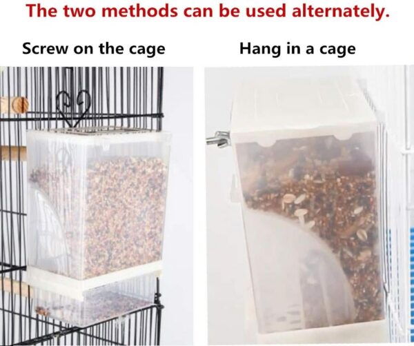 Parrot Automatic Feeder,No-Mess Bird Feeder,Cage Accessories for Budgerigar Canary Cockatiel Finch Parakeet Seed Food Container by Old Tjikko (Screw-Fixed Bird Feeder)