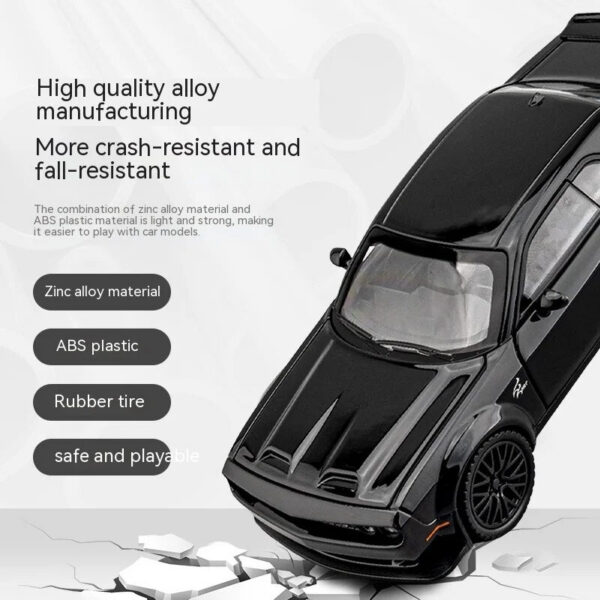 d278e91b79ebb735 Dodge Challenger for 1: 32 Scale Die Cast Metel Toy Pull Back Hellcat Model Cars with Sound and Light Hellc