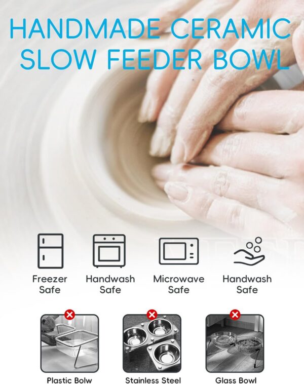 Y YHY Slow Feeder, Elevated Food Bowl Tilted Design for Dog and Cat for Dry and Wet Food