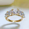 IOGOU 3.6CTTW All Moissanite Wedding Ring 5 Stone Sparkling Diamond Engagement Band Sterling Sier Jewelry for Women