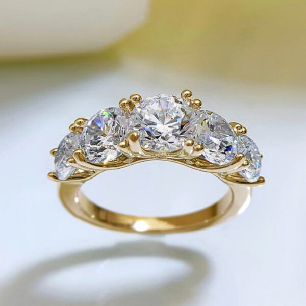 IOGOU 3.6CTTW All Moissanite Wedding Ring 5 Stone Sparkling Diamond Engagement Band Sterling Sier Jewelry for Women