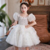 White Baby 2-12year old Kids for Party Wedding flower girl Sequins Children’s Pageant Gown Girls Dress