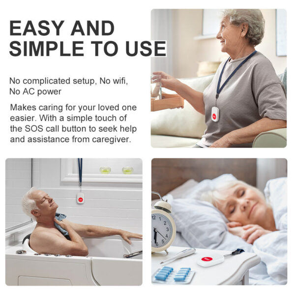 d2c1b0d703b9c986 Caregiver Pager Wireless Nurse Buttons Elderly Monitoring SOS Alert System Portable Alarm Call Bell for Nursing Home