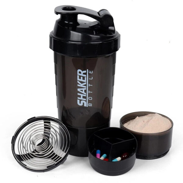 3 Layers Shaker Protein Powder Shake Water Plastic Mixing Cup Body Building Exercise Bottle