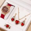 d2cc0b7307c6dd1c New 5pcs Set Watches Women Leather Band Ladies Watch Simple Casual Womens Analog WristWatch Bracelet Gift Montre Femme