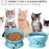 Y YHY Raised Cat Food Bowl Set, Ceramic, Tilted Elevated Bowls, 2 Bowls, 3.6 in & 3 in, White