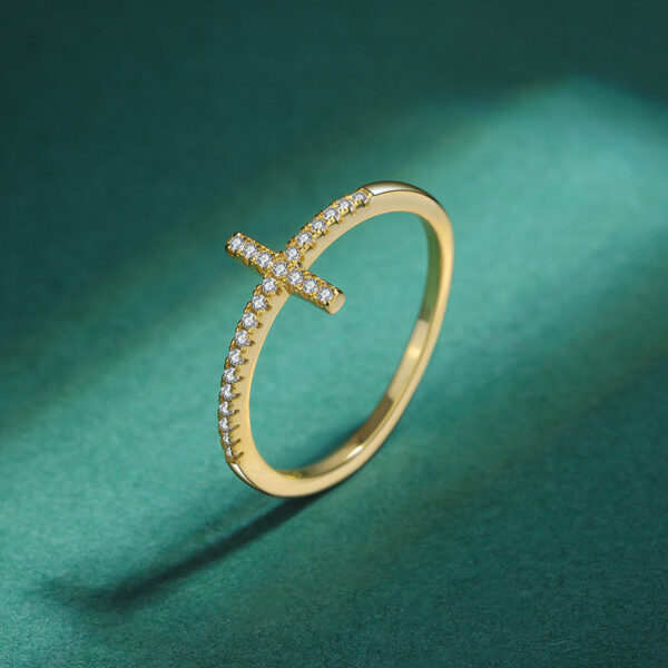 d2d889e175f798a4 NEW Fashion Gold Cross Full Of Diamonds Couple Ring For Women Original Sterling S Sier Engagement Bridal Gift Jewelry