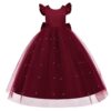 d2e150dae9529a50 Women's Long Bow Tie Princess Piano Recital Dress Puffy Wedding Gown