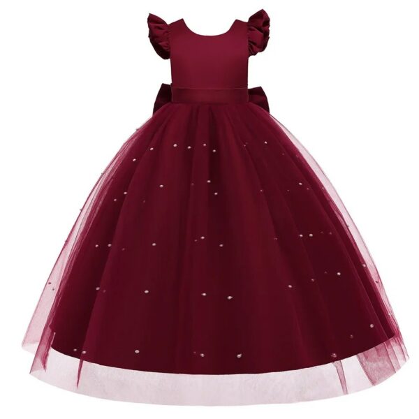 d2e150dae9529a50 Women's Long Bow Tie Princess Piano Recital Dress Puffy Wedding Gown