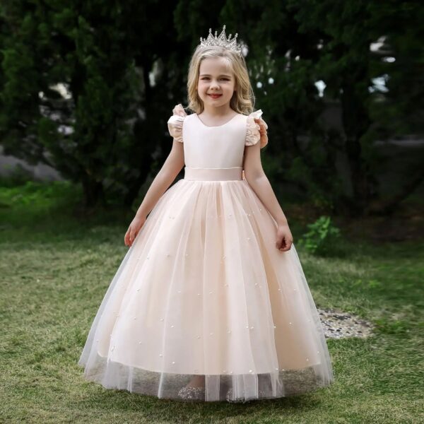 d2e7d6e8d652f76a Women's Long Bow Tie Princess Piano Recital Dress Puffy Wedding Gown