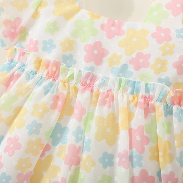 Infants Summer Children Clothes Sweet Baby Girl Dress Korean Style Colorful Flower Dresses Soft Skin-friendly 0-3 Y Kid Toddlers