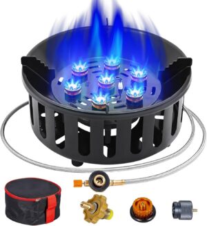 d2fb9a6885af6984 Propane Burner, Single Propane Stove, Windproof Gas Stove for Outdoor Cooking, Portable Gaming Stove with Piezo Ignition, Includes Carrying Bag