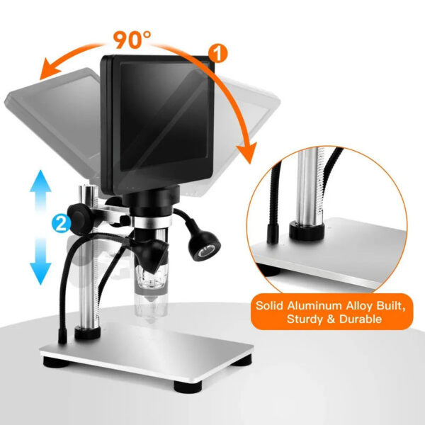 7 Inch 1080P LCD Digital Microscope 50X-1200X Soldering Electronics Microscopes With LED Lights Support PC Computer