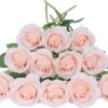 Artificial Rose Flower Dusty Rose Flower Silk Flowers 12 pcs with Long Stem Silk Roses Bouquet for Wedding Bridal Shower Party Home Decoration