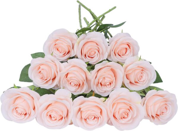 Artificial Rose Flower Dusty Rose Flower Silk Flowers 12 pcs with Long Stem Silk Roses Bouquet for Wedding Bridal Shower Party Home Decoration