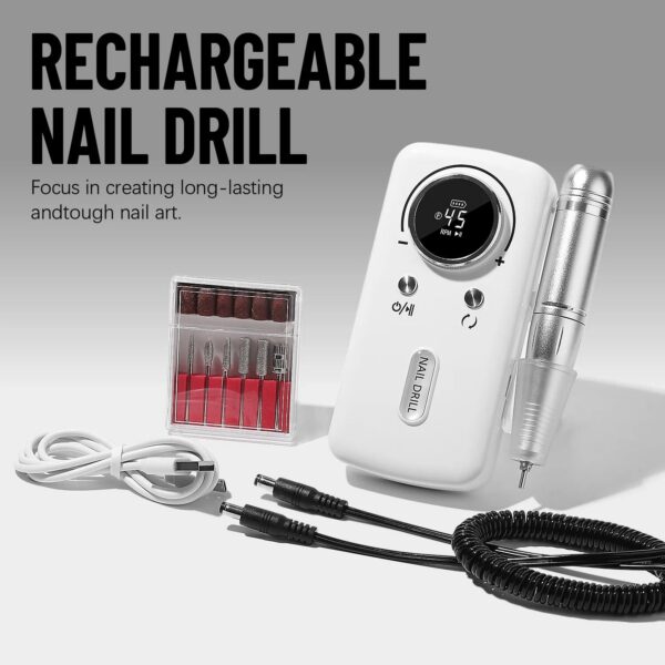 d33f372fd9d4aaec 45000RPM Electric Drill hine With LCD Display Rechargeable File Nails Accessories Gel Nail Polish Sander Low Noise