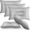 d34917691d51cfc9 Maitys 5 Pieces Inflatable Travel Pillow Portable Compact Air Pillow Flocked Fabric Backpacking for Camping Hiking Home Office Sleeping Neck Head Lumbar Support(13.39 x 8.66 Inches,Gray)