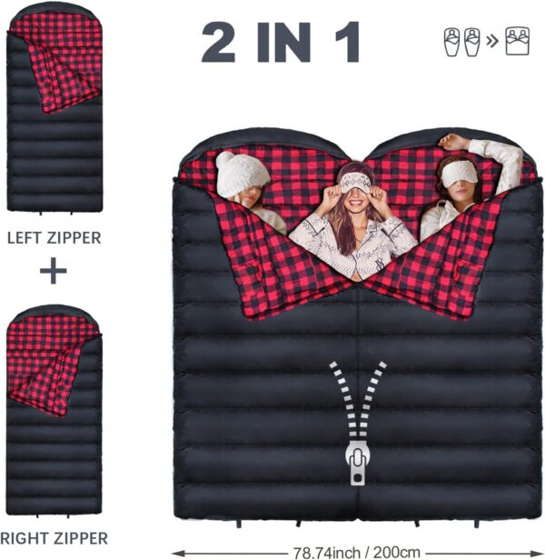 d34bc55890bb6db7 Poepore Schlafsack Outdoor Winter für Erwachsene Extra Breit 3-4 Jahreszeiten XXL Schlafsäcke Warmer Baumwolle Flanell Deckenschlafsack beim Camping Wandern Abenteuern 230 * 100CM