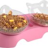 MILIFUN Cat Bowls, Cat Food Bowls Elevated Tilted, Anti Vomiting Kitty Bowls for Puppy and Bunny, Orthopedic Cat Bowls for Indoor Cats. (Pink)