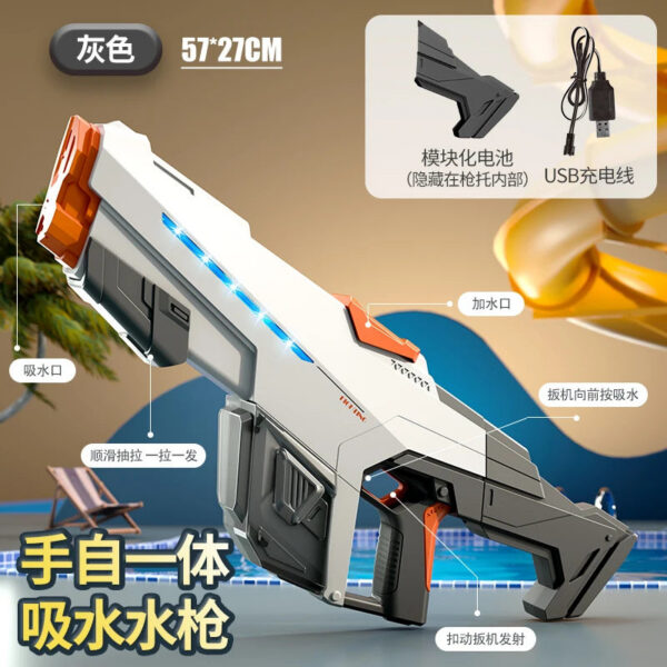 Fully Automatic Suction Gun Electric High Pressure Blaster Summer Outdoor Beach Pool Battle Party Water Toy