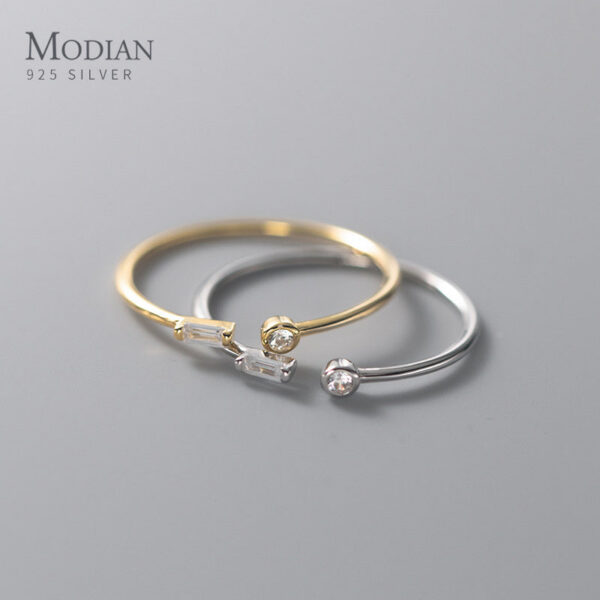 Modian Real Sterg Sier Simple Thin Clear CZ Finger Rings Adjustable 14K Gold Ring For Women Wedding Jewelry Gifts