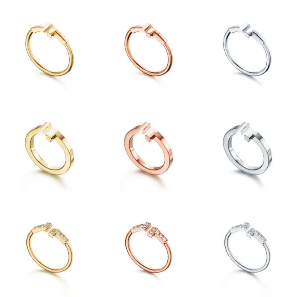 d37d91e7e8c798b6 Designer for women diamond mens double T open love wedding gold ring popular fashion classic high quality jewelry blue box