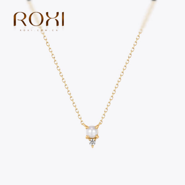 d38f897dad9b4354 ROXI Simple Pearl And Diamond Sterling Sier Women's Versatile Small Necklace Gift Personalized Jewelry