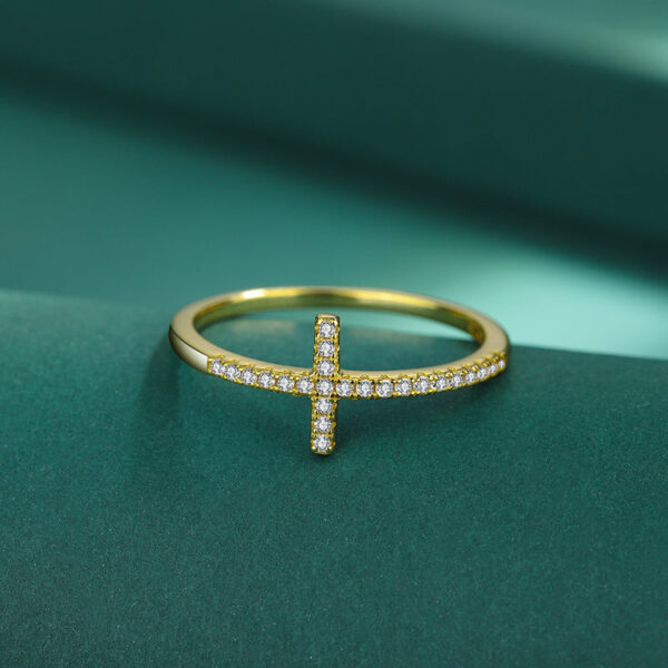 d3909de41a89bd2c NEW Fashion Gold Cross Full Of Diamonds Couple Ring For Women Original Sterling S Sier Engagement Bridal Gift Jewelry