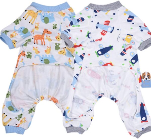 d391189fecad5f5a 2-Pack Dog Clothes Dogs Cats Onesie Soft Dog Pajamas Cotton Puppy Rompers Pet Jumpsuits Cozy Bodysuits for Small Dogs and Cats
