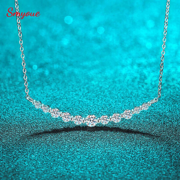 Smyoue Total 1.1ct All Moissanite Necklace for Women Sparkling Lab Diamond Pendant Jewelry 100% S Sterling Sier GRA