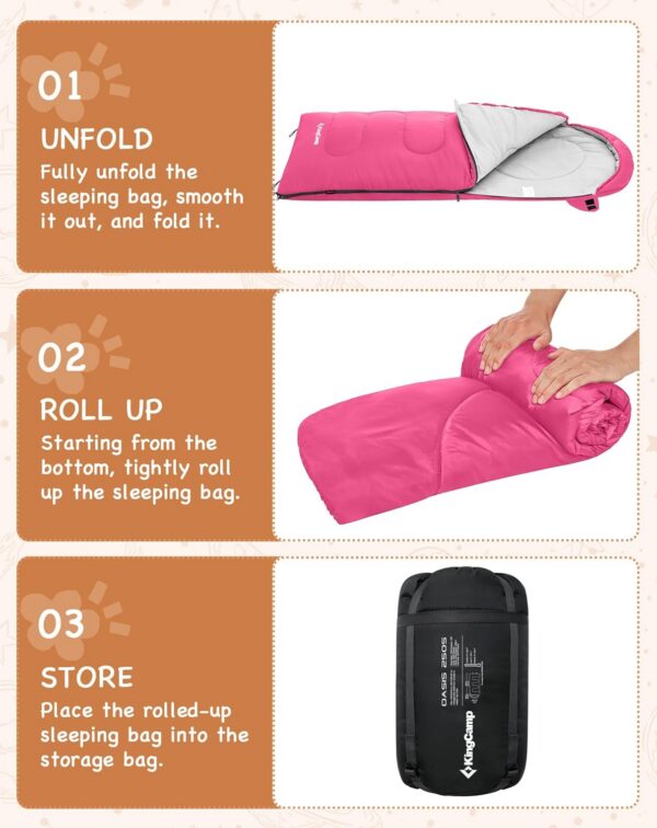d3956712a644063c KingCamp Kids Sleeping Bag 3 Season- Lightweight Waterproof Camping Sleeping Bag Indoor & Outdoor Use for Kids for Camping with Compression Sack