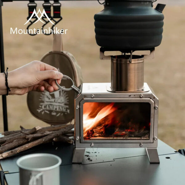 d3a6dbee3fe74889 MOUNTAINHIKER Portable Firewood Square Stainless Steel Outdoor Fire Heater Picnic Hiking Camping Wood Burner Stove