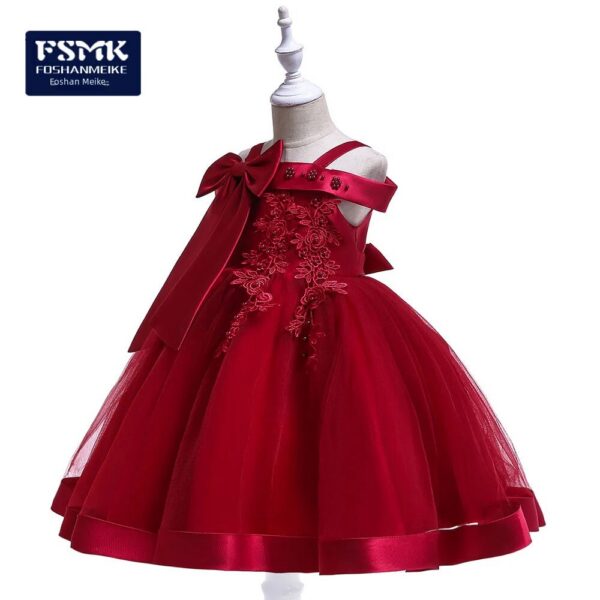 Off-shoulder Women's Gown Tank Bow Beaded Detailing Princess Dress For Girls