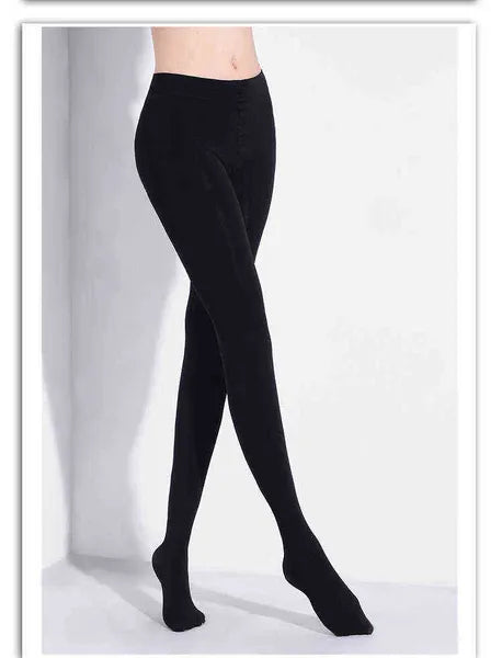 2Pc 150D Microfiber Thermo Fleece Lined Tights Pantyhose in Solid Black Color Super Warm Winter 211204
