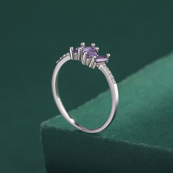 d3baa9cfe64f7588 NEW Trend Amethyst Rectangle Couple Rings For Women Purple Full Diamond Original Sterling S Sier Anniversary Gift Jewelry