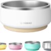 d3bf034cef833c80 Pawaii Small Dog Bowls, 12oz Food Water Bowl Designed for Puppies and Cats with Non-Slip Rubber Base, Upgraded Metal Insulated, Double Stainless Steel Bowls