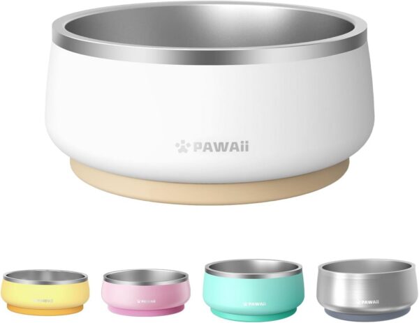 d3bf034cef833c80 Pawaii Small Dog Bowls, 12oz Food Water Bowl Designed for Puppies and Cats with Non-Slip Rubber Base, Upgraded Metal Insulated, Double Stainless Steel Bowls