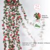 BLEUM CADE 12Pcs 98.4Ft Flower Garland Artificial Rose Vines for Bedroom, Cute Fake Hanging Flower Vines Floral Garland Decorations for Wedding Party Wall Room Decor Aesthetic