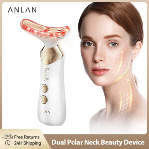 d3c4f973de02fa8a ANLAN Dual Polar Neck Beauty Device Anti-aging Remove Double Chin EMS Facia Lifting 5-color Photon Warm Facial Massager 24K Gold