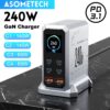 d3d86b22578fdf92 240W GaN Charger PD3.1 140W USB Type C 6 Ports PPS PD Desktop Fast Charging Station for MacBook Laptops Tablet iPhone Samsung