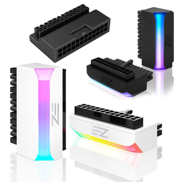 ATX 24 Pin to 90 Degree Plug Adapter ARGB Mainboard Motherboard Power Supply Cable Modular DIY Mounting Accessessory