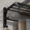 d3e8ab66a3db125b Matte Black 50CM Folding With Hook Towel Holder Wall Mount AluminumTowel Rack