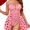 Avidlove Babydoll Lingerie for Women Floral Snap Crotch Teddy Chemise Nightie Lace Nightgown
