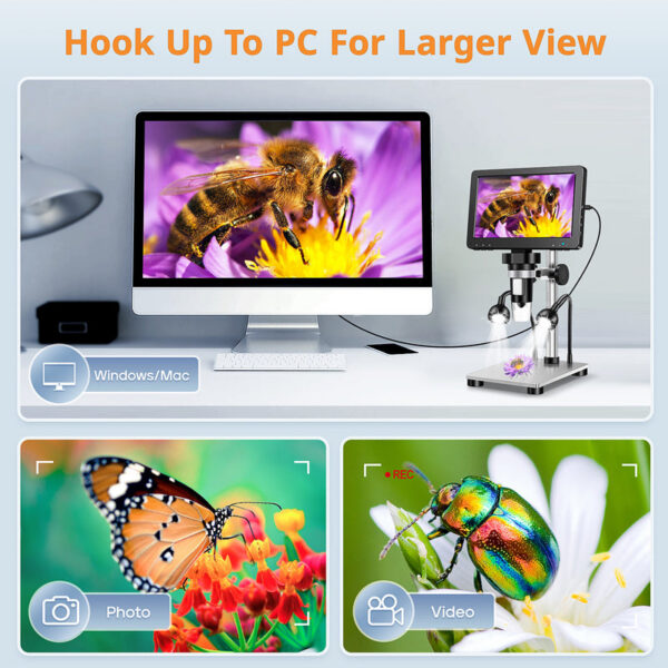 d3ec327d0614c4a8 Hayve 7‘’ Digital 1200X Zoom 12MP HD Electronic Microscopes Camera Magnifier for Soldering Phone Repair Microscope