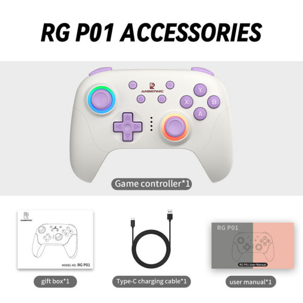 d40140ab8b15b31d ANBERNIC RG P01 Bluetooth 5.3/Wired/2.4G Wireless Gamepad Compatible Switch/PC/Steam/Android/IOS With Hall Effect Joystick