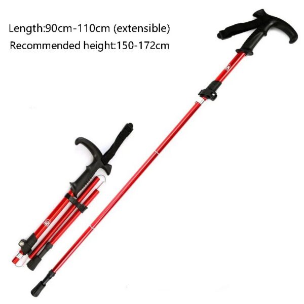 d41068078060ae28 Foldable Ultralight Trekking Poles Aluminum AlloyWalking Stick Collapsible Mountaineering Staff Outdoor Hiking Alpenstock Tools