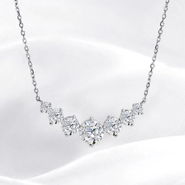 Smyoue 1.7-5CTTW All Moissanite Necklace for Women Smile Princesses Sparkling Diamond Pendant S Sterling Sier Plated PT950
